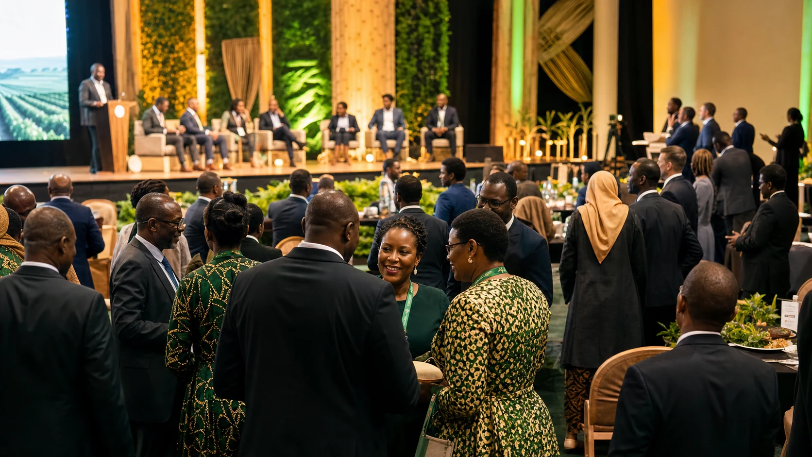 Agriculture leaders and partners networking at a professional annual awards event